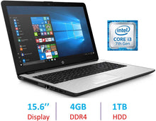 Load image into Gallery viewer, HP Premium 15.6-inch HD WLED-Backlit Display Laptop PC, Intel Dual Core i3-7100U 2.4GHz Processor, 4GB DDR4 SDRAM, 1TB HDD, Bluetooth, HDMI, Webcam, 802.11ac WiFi, Windows 10, Natural Silver