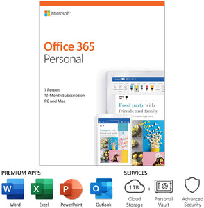 Microsoft Office 365 Personal | 12-month subscription, 1 person, PC/Mac Key Card