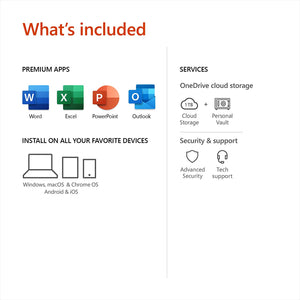 Microsoft Office 365 Personal | 12-month subscription, 1 person, PC/Mac Key Card