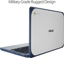 Load image into Gallery viewer, ASUS Chromebook C202SA-YS02 11.6&quot; Ruggedized and Water Resistant Design with 180 Degree (Intel Celeron 4 GB, 16GB eMMC, Dark Blue, Silver)