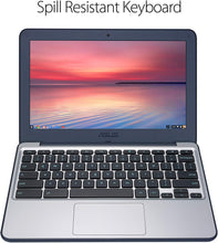 Load image into Gallery viewer, ASUS Chromebook C202SA-YS02 11.6&quot; Ruggedized and Water Resistant Design with 180 Degree (Intel Celeron 4 GB, 16GB eMMC, Dark Blue, Silver)